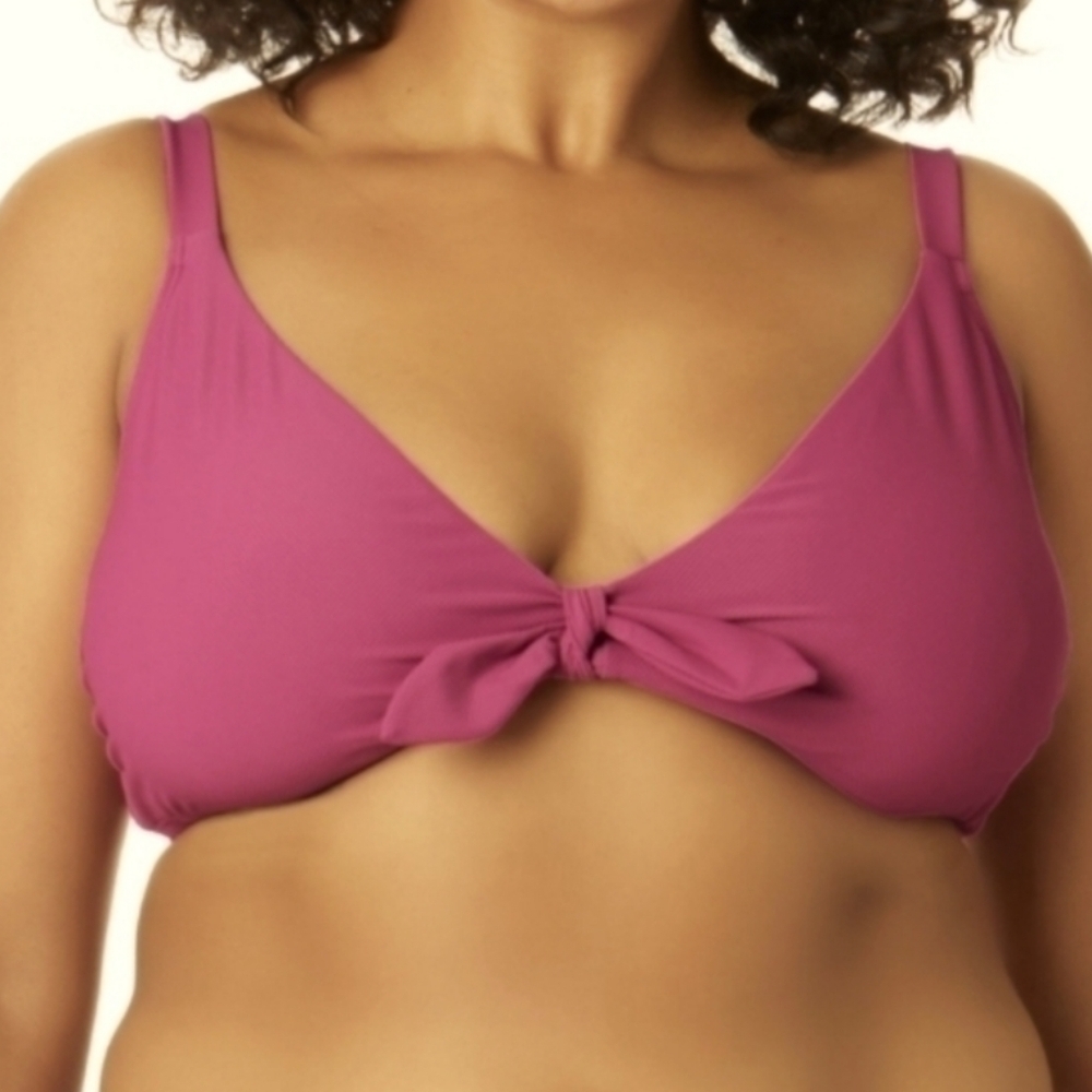 Time And Tru‎ Passionate Plum Tie Front Swim Bralette 1X 16W-18W New With Tags